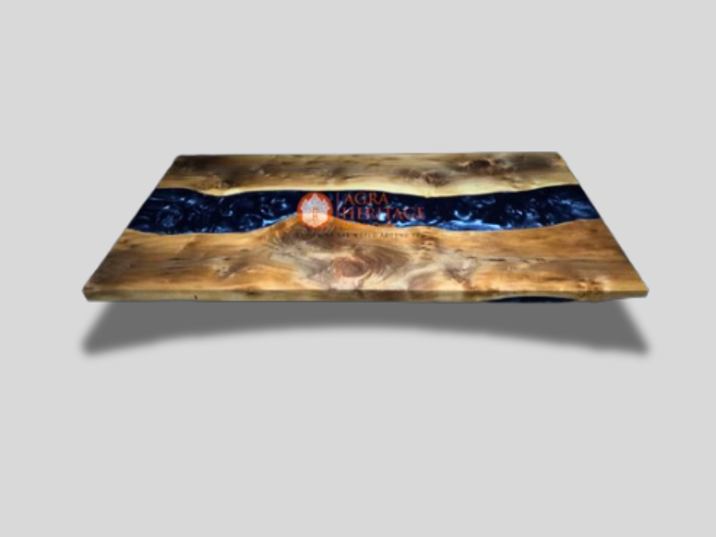 Epoxy transaparent resin tabletop-Royal Blue epoxy table-sofa-coffee-handmade living room tabletop-walnut wood table